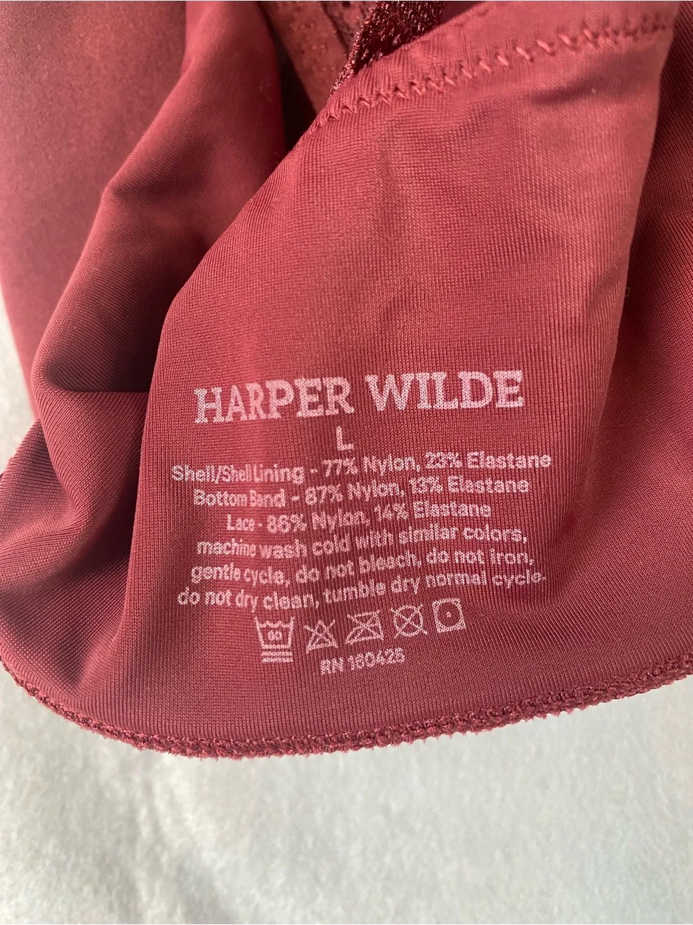 Harper Wilde Bliss Lace Triangle Bralette , Burgundy, Large - Picture 4 of 4